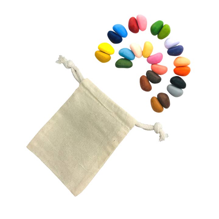 Crayon Rocks - Vente Set de coloriage – enfant et bébé - 24 cailloux de cire dans un sac en mousseline - En solde !! TEMPS LIMITÉ !!!1