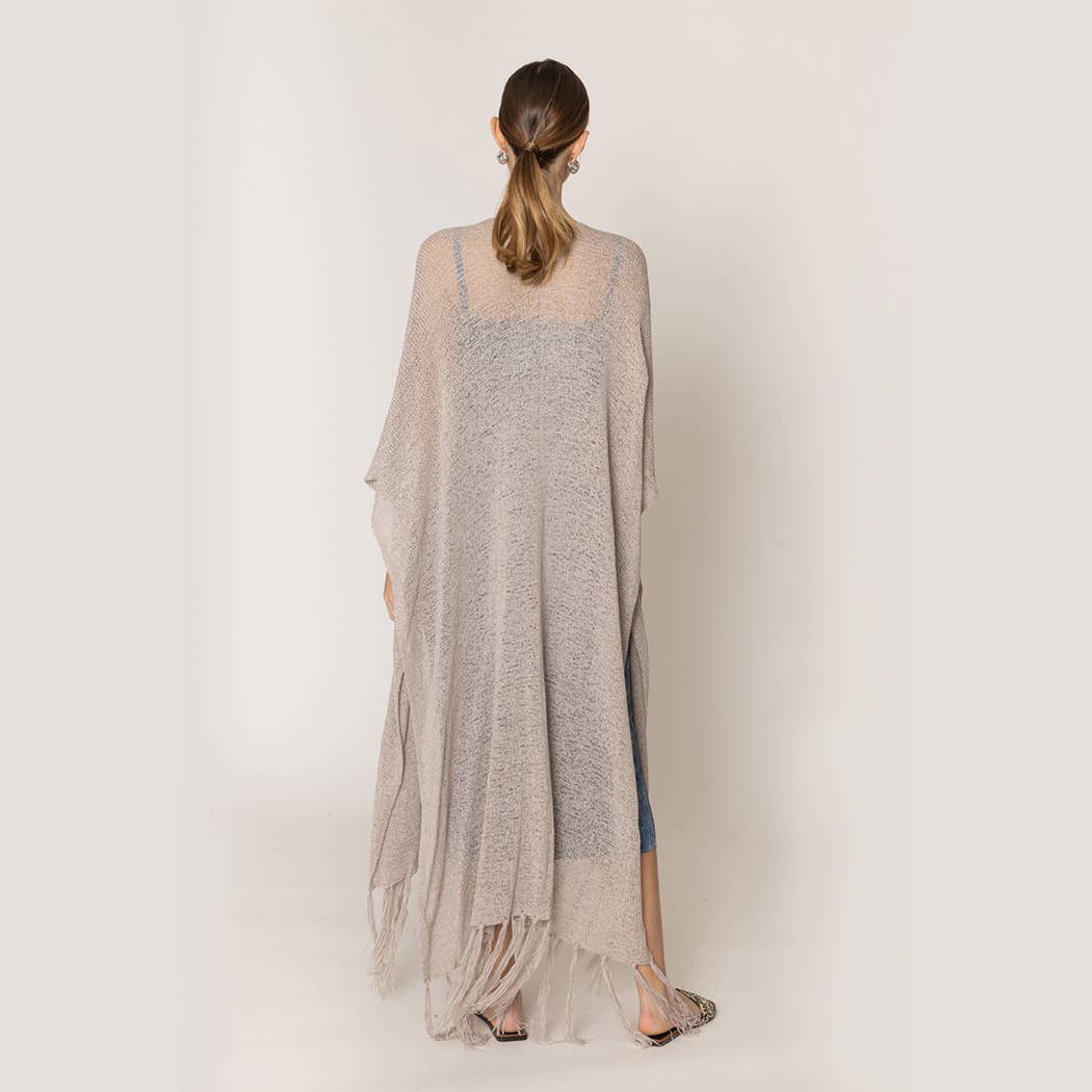 Fashion City - Venta al por mayor Kimono - Mujer - Cárdigan largo de punto con flecos y forro tipo kimono20