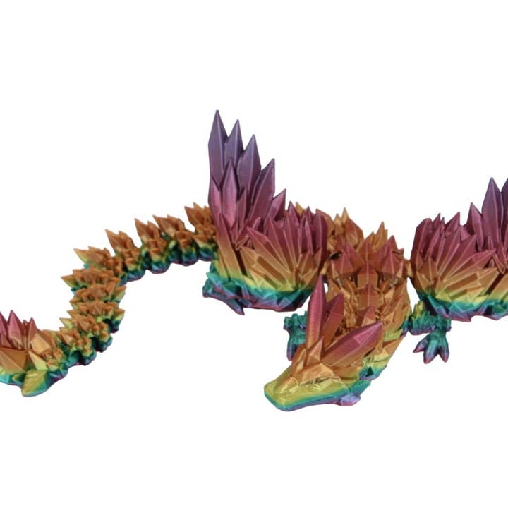 Acworth Alchemist - Wholesale Fidget Toy - Kids - Rainbow Crystal Wing Dragon Fidget Toy - 3D Printed Articulated Dragon