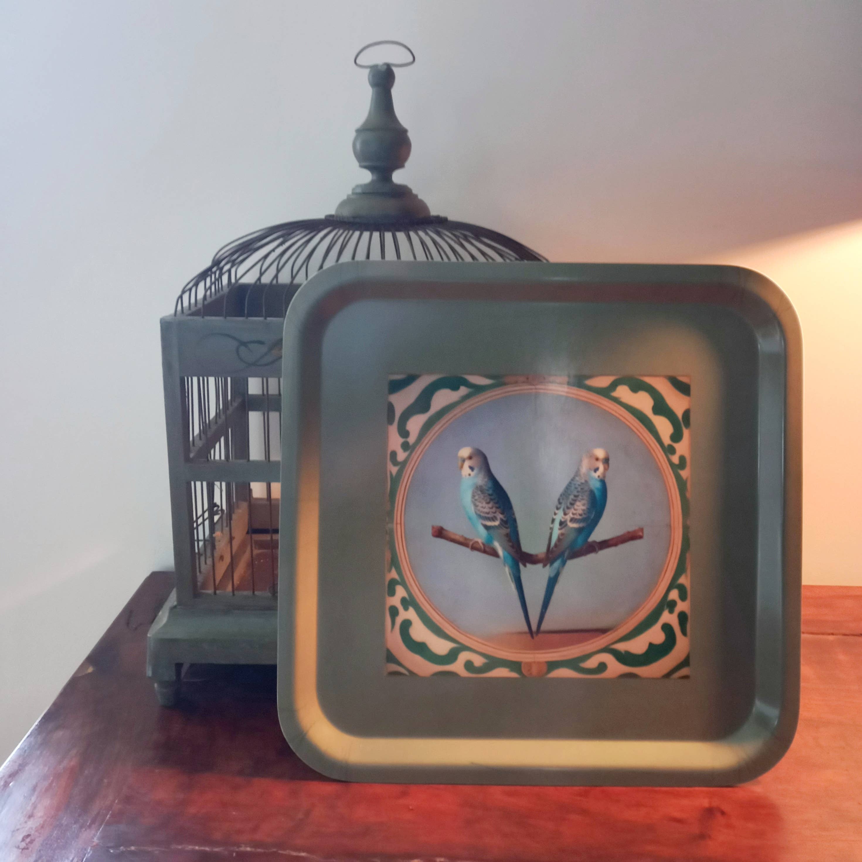 Odalisque Paris - Wholesale Decorative Tray - Green square tray the Parakeets