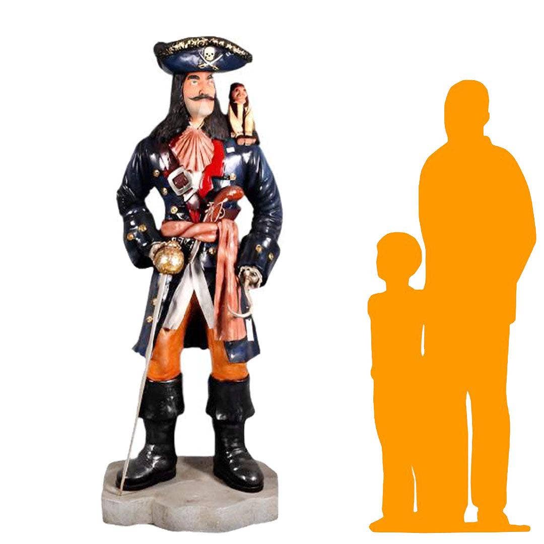 LM Treasures - Wholesale Decorative Figurine - Pirate Captain Hook With Monkey Life Size Statue1