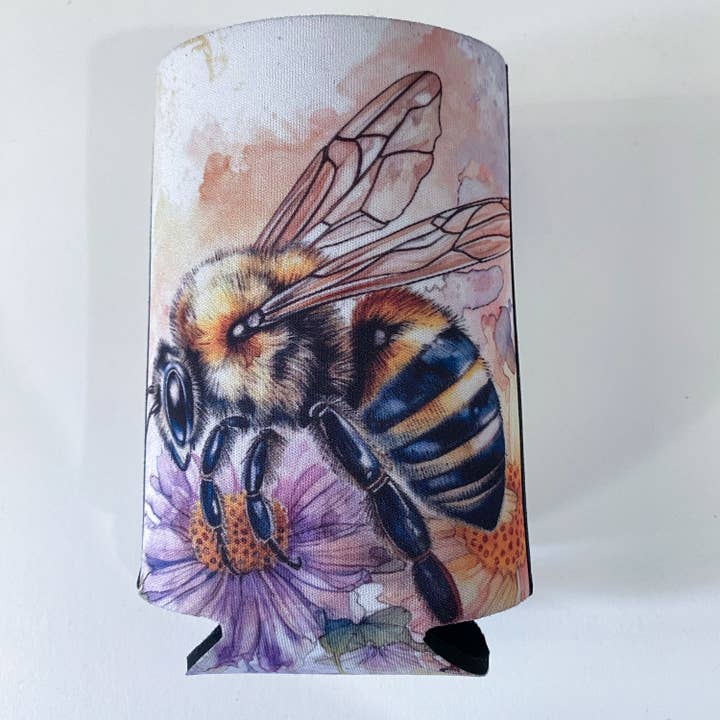 Bee Quote Flat Stubby Holder Cooler for wholesale by Sue Findlay Designs