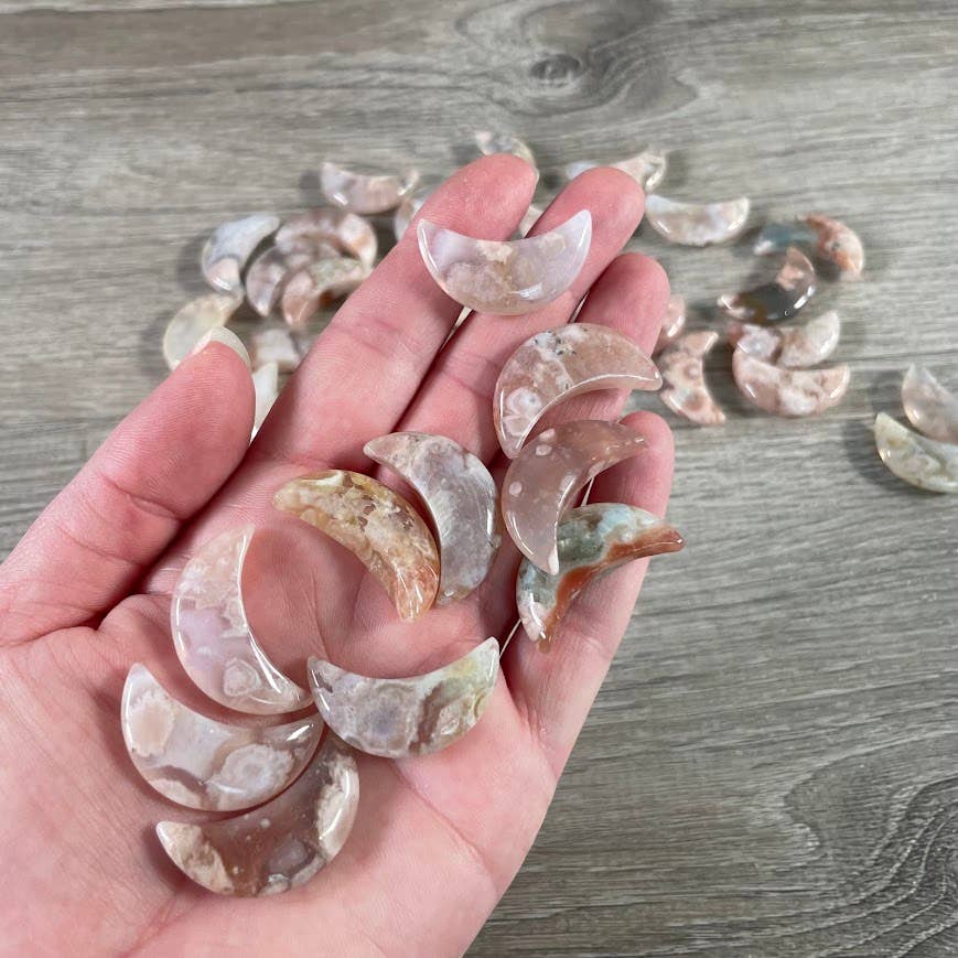 Keystone Crystals – Großhandel Spiritueller Stein/Kristall – Verschiedene Edelsteinmonde – 1-Zoll-Mondsichel-Schnitzereien2