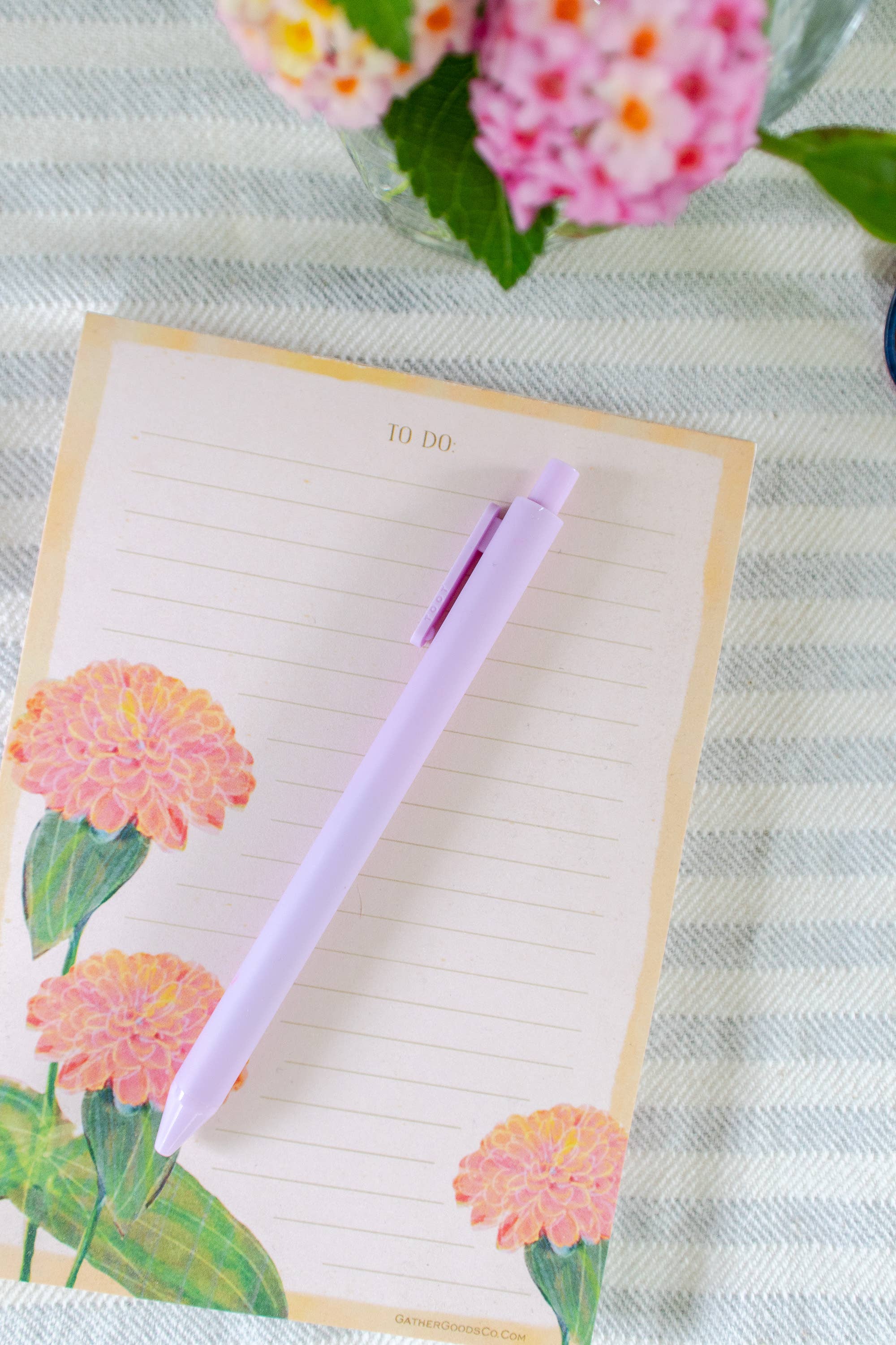 Gather Goods Co - Cards, Coasters, Tea Towels, Art, Mugs - Wholesale Notepad - Flowers Notepad, To-Do List, Orange Zinnias2
