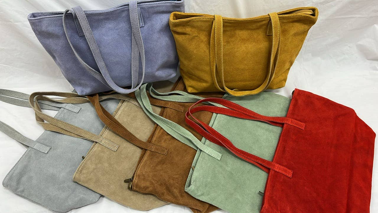 JIJOU CAPRI - Wholesale Tote Bag - Women's - OF608 Italian Medium Suede Zipped Tote Bag JIJOU CAPRI0