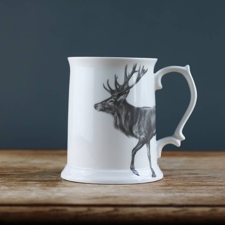 Strolling Stag Fine Bone China Pint Tankard for wholesale by Casey Allum