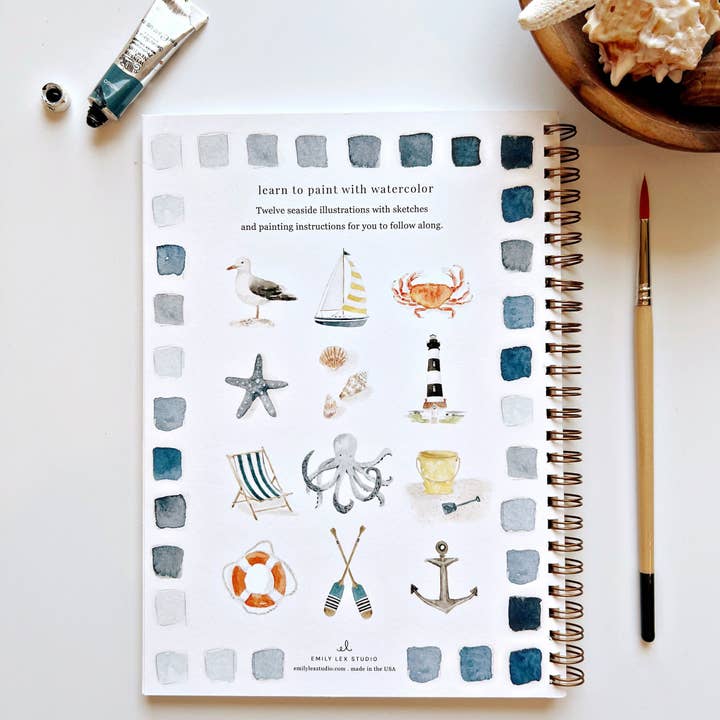 emily lex studio - Wholesale Coloring Book - Adult - seaside watercolor workbook