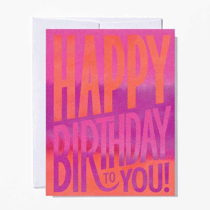 Pink Typographic Birthday Card for wholesale by Ruby Sneakers Studio