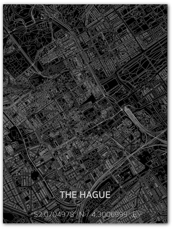 Citymap The Hague | Décoration murale en aluminium pour la vente par Brandthout.