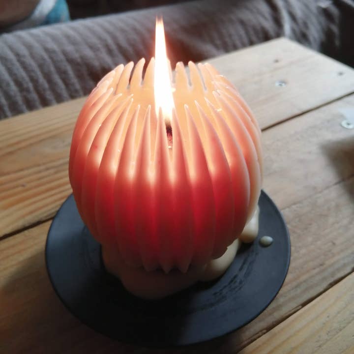 Segmented sphere pure beeswax candle for wholesale by Fantasy Candles