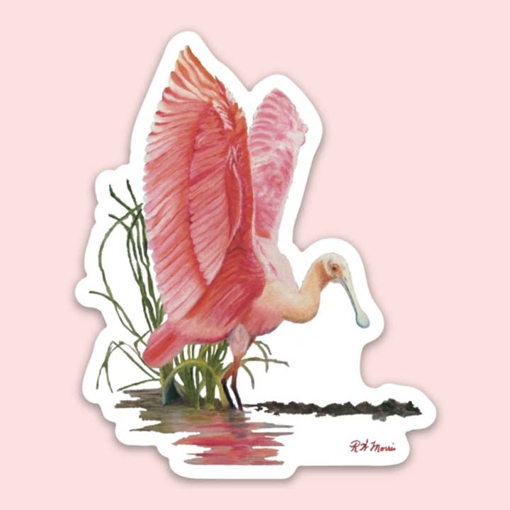 Pink House On River Road - Wholesale Sticker - 3" Roseate Spoonbill Bird Waterproof Sticker