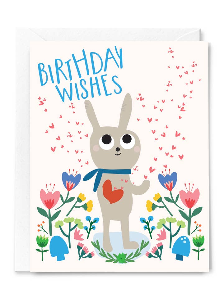 Happy Birthday Bunny Wishes Greeting Card for wholesale by Happy Just Happy