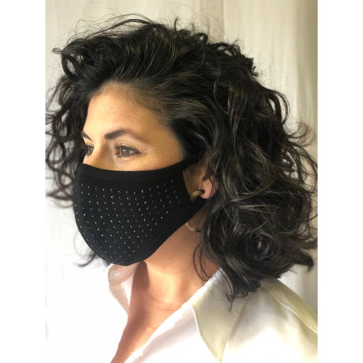 Mardi Gras Creations - Wholesale Non-Medical Disposable Mask - Black Studded Face Mask1