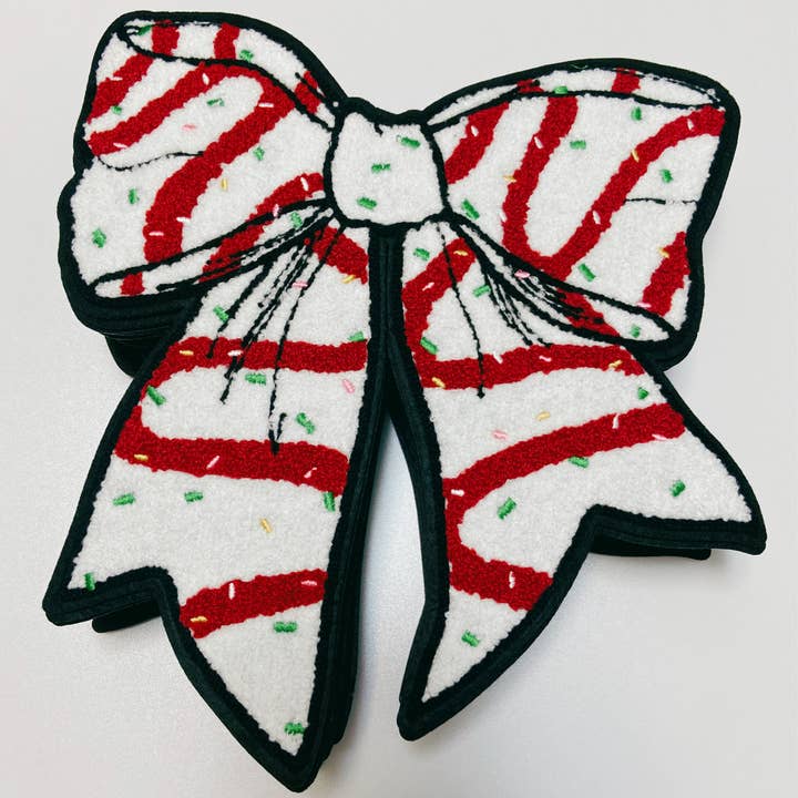 TEELUX - Wholesale Patch - 10.5" Christmas Bow - Chenille Patch1