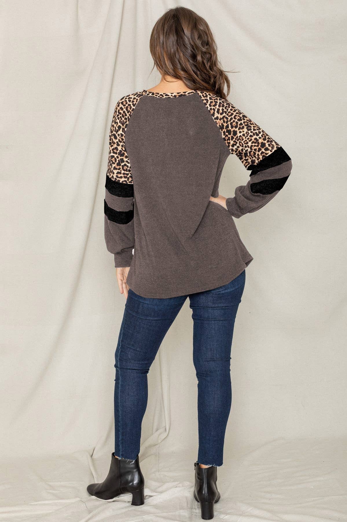 EG fashion - Vente Tunique – femme - Tunique léopard à blocs de couleurs V-Stich3