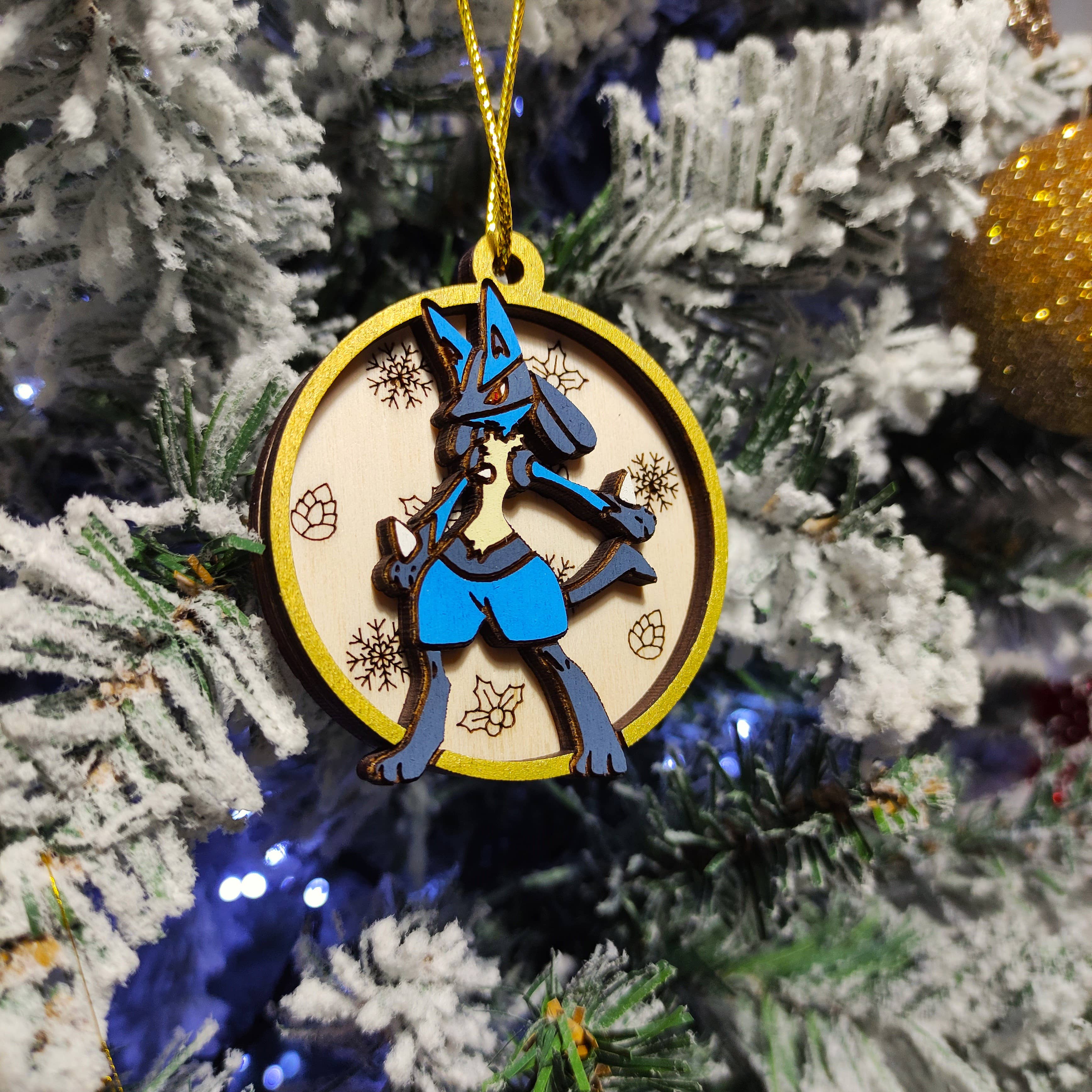 Wholesale Wooden Colorful Pokémon Christmas Ornaments Lucario for