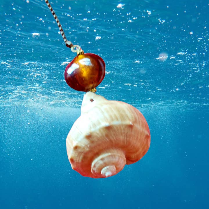 Shell We Sea Designs – wholesale Decorative tabletop object – Large Seashell Fan Light Pull Ceiling Chain Sand Dollar gift