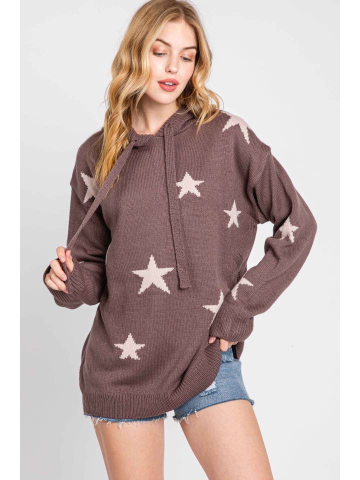 Brown Hoodie Sweater Top 3463SW for wholesale on Faire1