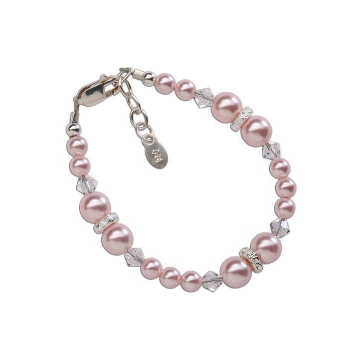 Cherished Moments - Wholesale Beaded Bracelet - Kids - Girls Sterling Silver Pink Pearl Baby & Children's Bracelet