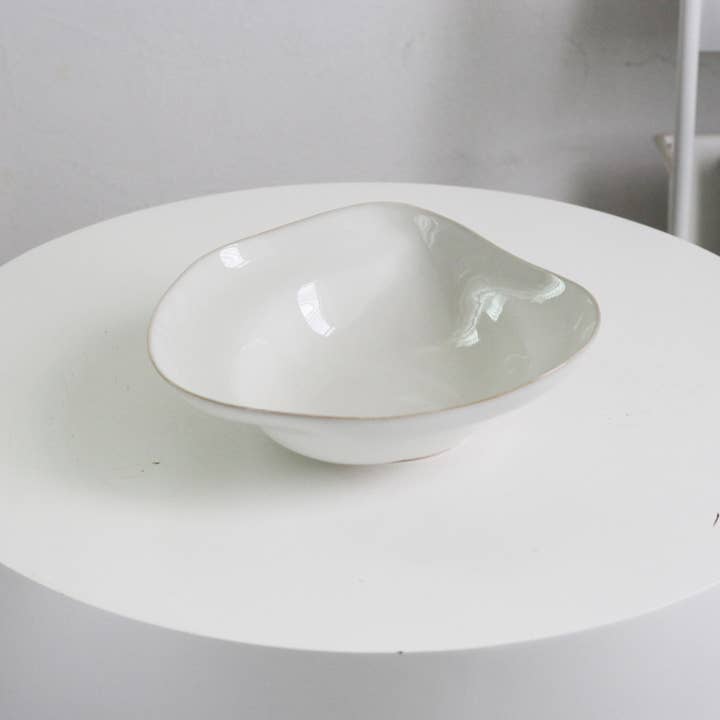 Large Serving Bowl Organic Shaped Ceramic White Salad Dish for wholesale by Rose Brown Interiors