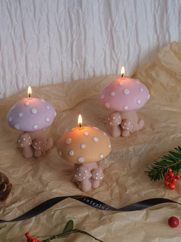 Mushroom Family Candle for wholesale by Interlude Candles