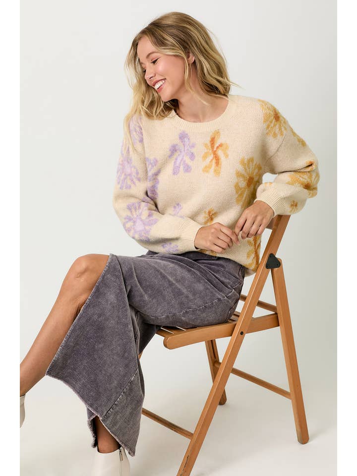 Mystree - Wholesale Knit Sweater - Women's - 60727 Floral Pullover Sweater2