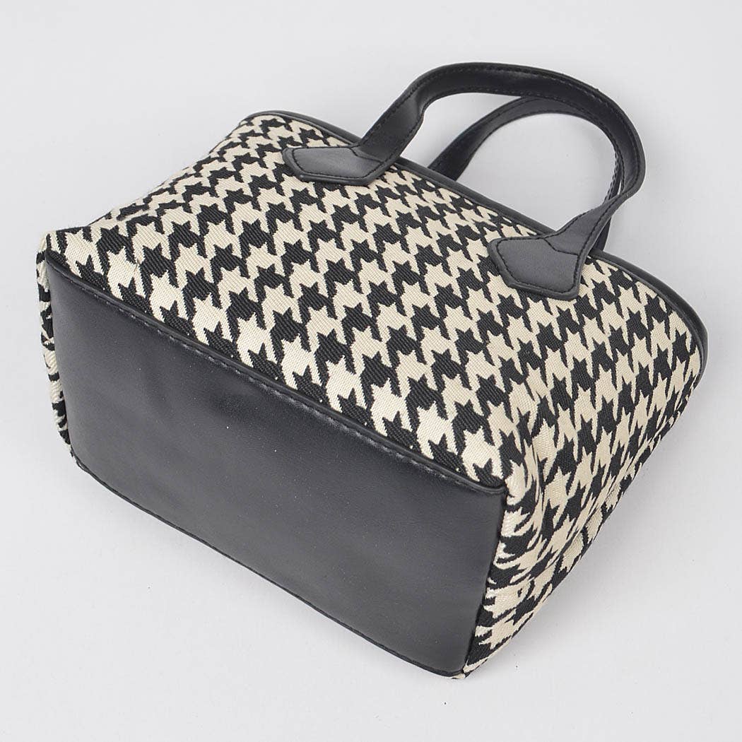 Negro Bolso tote pequeño Houndstooth Tweed de venta al por mayor en Faire2