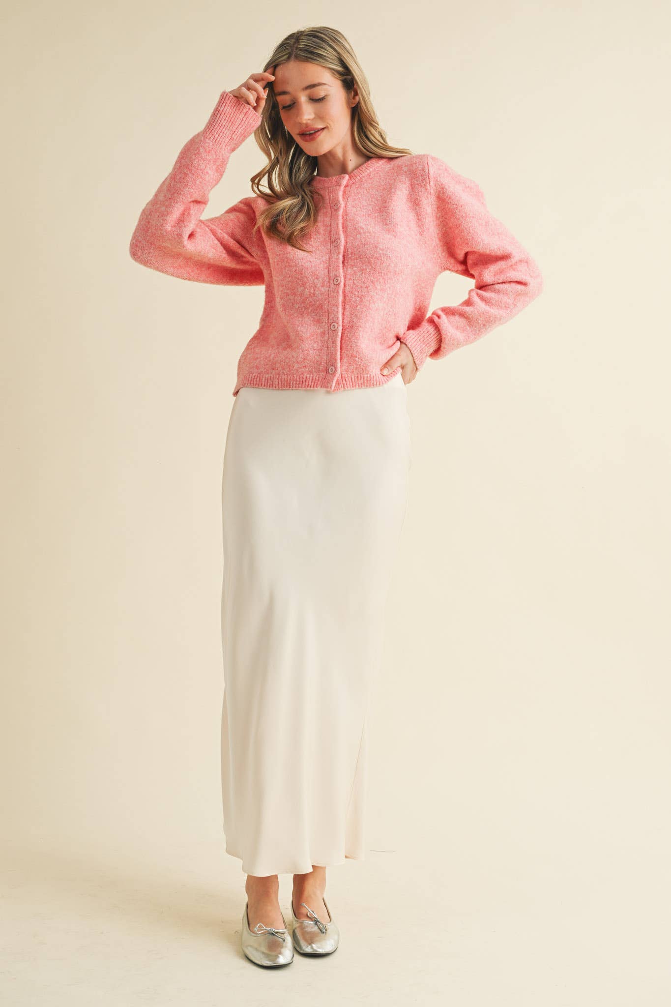 &MERCI - Wholesale Cardigan - Women's - LONG PUFF SLEEVE SWEATER CARDIGAN MSW1101859