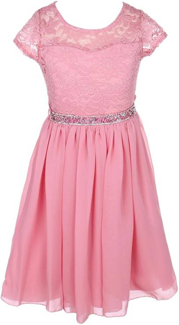 iGirlDress - Wholesale Dress - Kids - Floral Lace and Chiffon Flower Girl Dress 2-1410