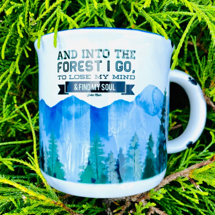 Sweetgum Studio - Wholesale Coffee Mug - Stoneware Distressed Mug with Blue Trim 14 oz.31