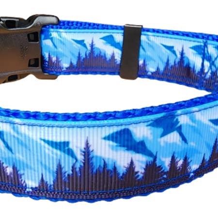 Rocky Mountain Hound - Wholesale Pet Collar - Dog - 1" Mountain Tree Blue Dog Collar, Leash, or Martingale