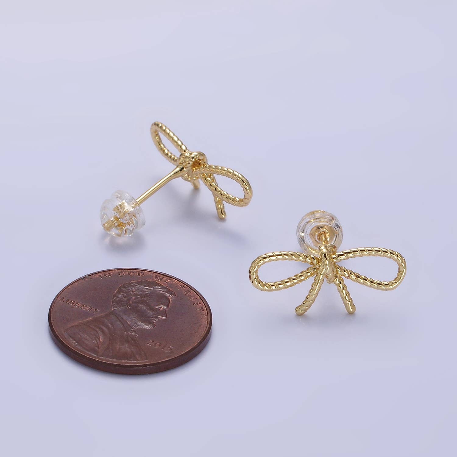 Aim Eternal - Wholesale Knopjes/oorstekers - 24-karaats gouden oorbellen met strik 2