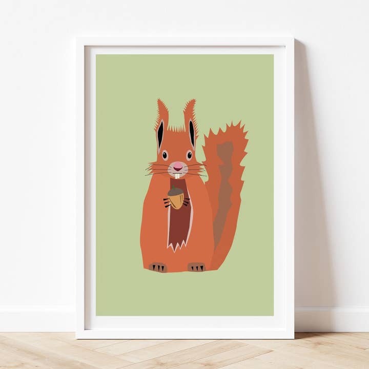 Red Squirrel - Art print A5/A4/A3 for wholesale by Salty Crayon