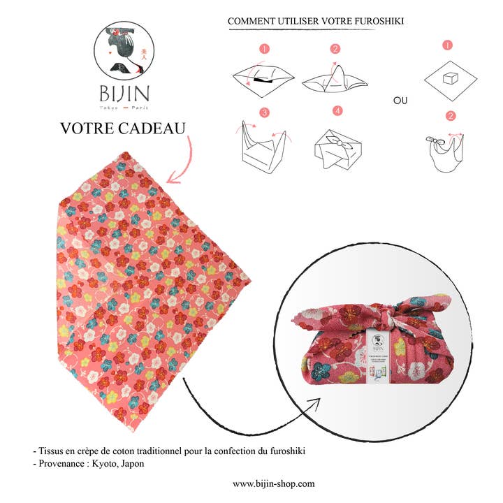Bijin - Wholesale New Mom Gift Box/Set - Furoshiki zero waste organic cosmetics set5