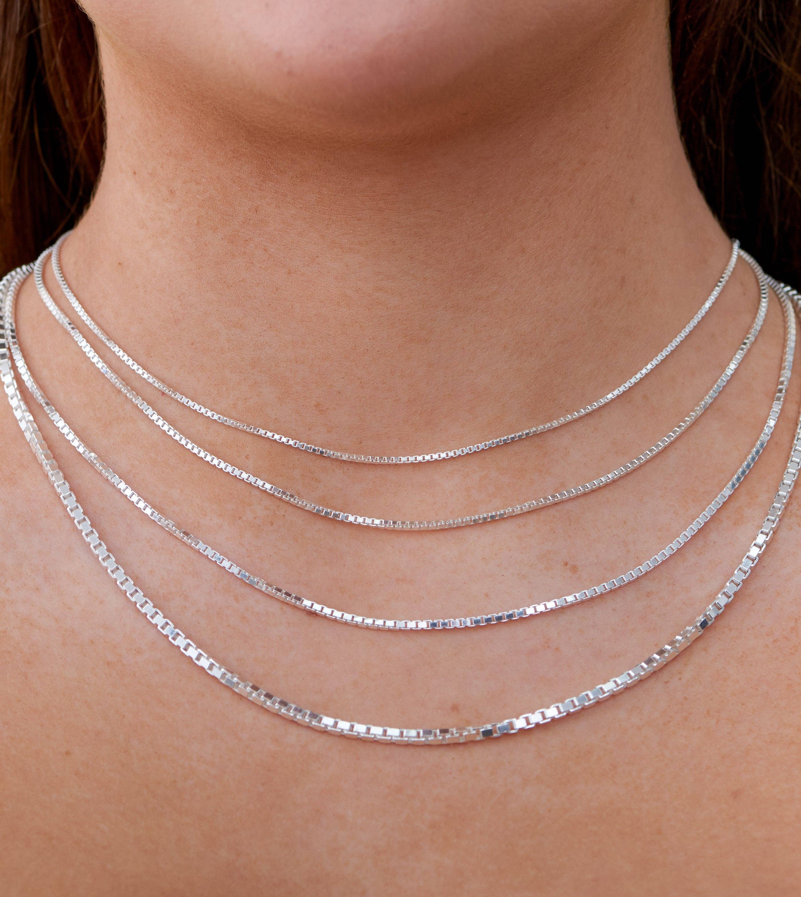 Olive & Chain - Wholesale Link & Chain Necklace - Silver Box Chain Necklace3