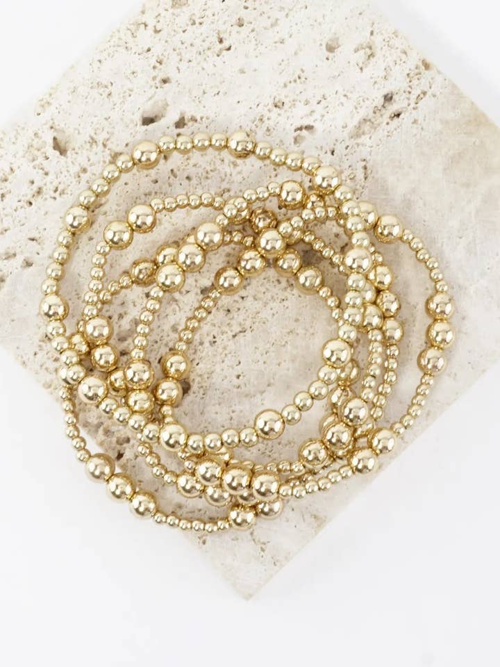 5PC Station Metallic Beads Stretch Bracelets Set for wholesale by Wild Honey