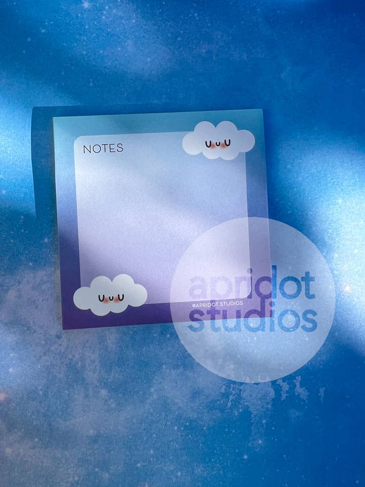 Happy Little Cloud Blue Sticky Notes for wholesale by Apridot Studios