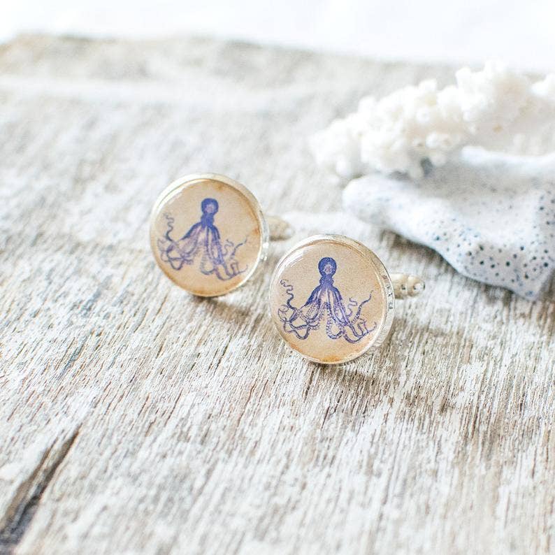 Juju Treasures - Wholesale Cufflinks - Blue Octopus Cufflinks2