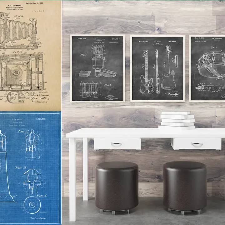 100 Pre-pack Patent Art Prints for wholesale by Fresh Prints of CT