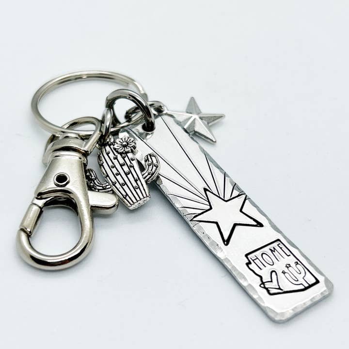 Arizona Home Flag Charmed Tag Keychain for wholesale by Stamped Serendipity