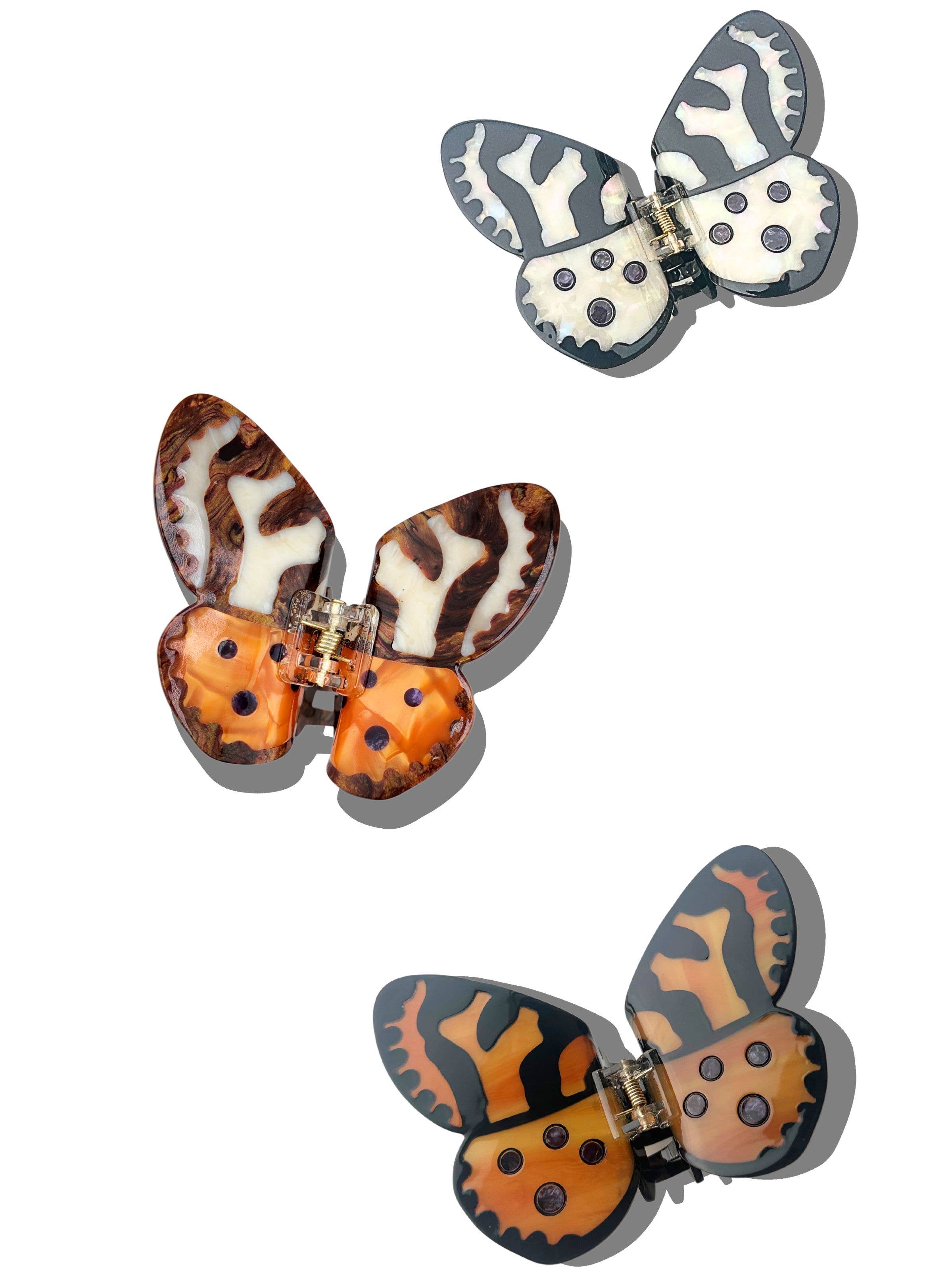 Solar Eclipse – Clips para cabelo - Mulher por atacado – Garra de Cabelo com Mariposa Tigre Pintada à Mão | Ecológico