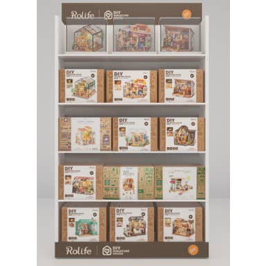 Robotime - Wholesale Retailer Display - Paper & Novelty - DIY House Floor Merchandiser - 48 pieces plus 3 displays1