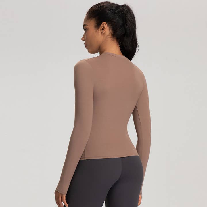 Sodalemon - Wholesale Athletic Top - Women's - Women High-Stretch Round-Neck Workout Long Sleeve Top11