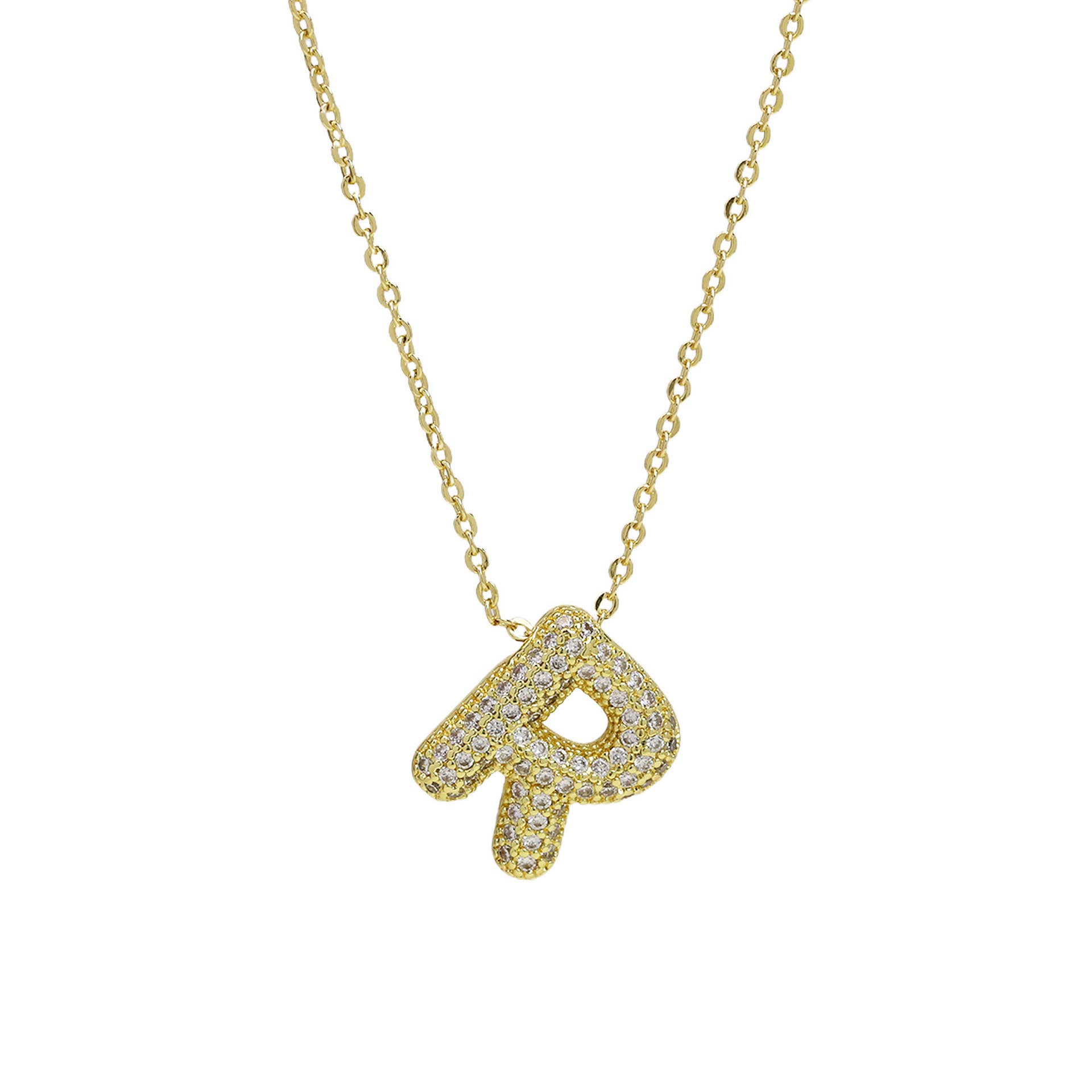 Savvy Bling - Wholesale Pendant/Charm Necklace - Initial CZ Balloon Bubble 18K Gold Necklace49