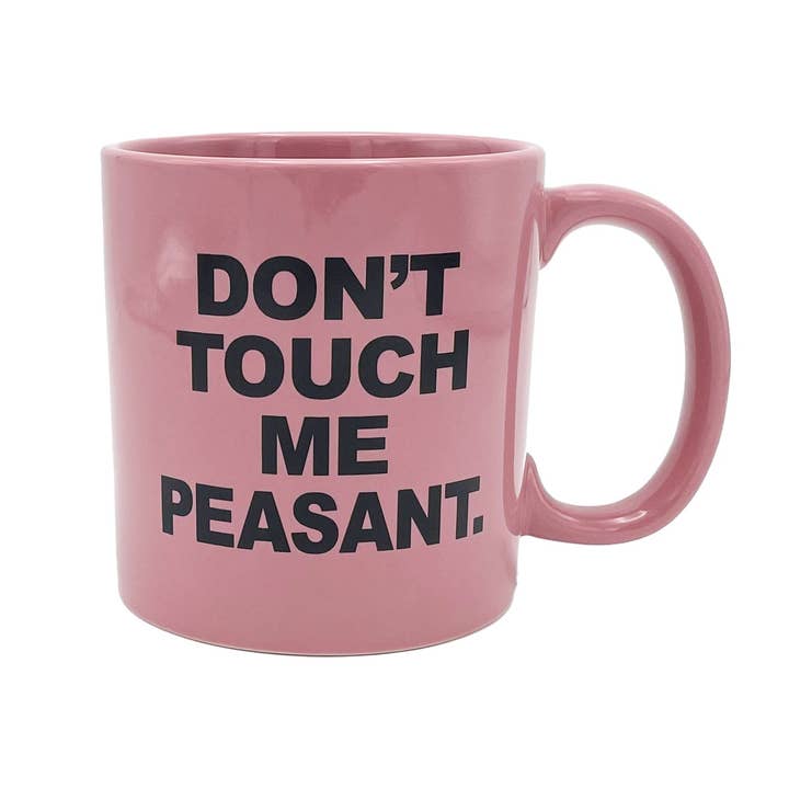 Giant Don't Touch Me Peasant Mug - Pink for wholesale by Island Dogs