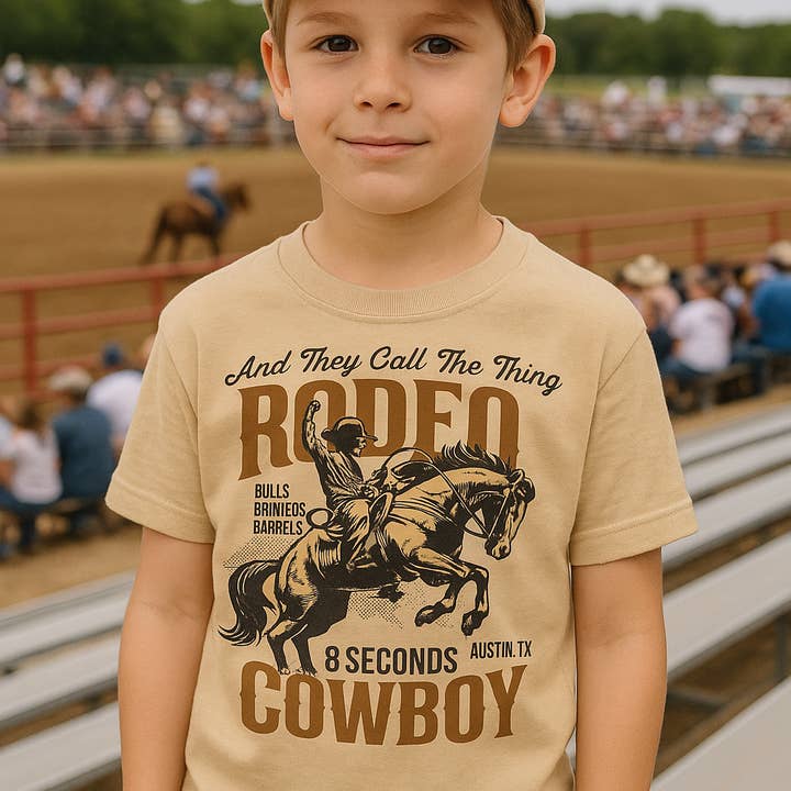 They Call The Thing Rodeo Graphic Apparel Tee Kid for wholesale by Talking Too Loud Apparel