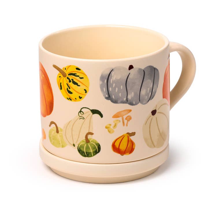 Puckator Ltd - Wholesale Coffee Mug - Autumn Harvest Porcelain Mug & Coaster Lid Set4