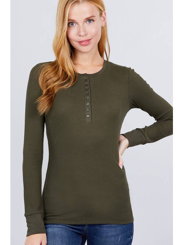 Vanilla Monkey - Wholesale Knit Top - Women's - Long Sleeve Henley Thermal Knit Top10