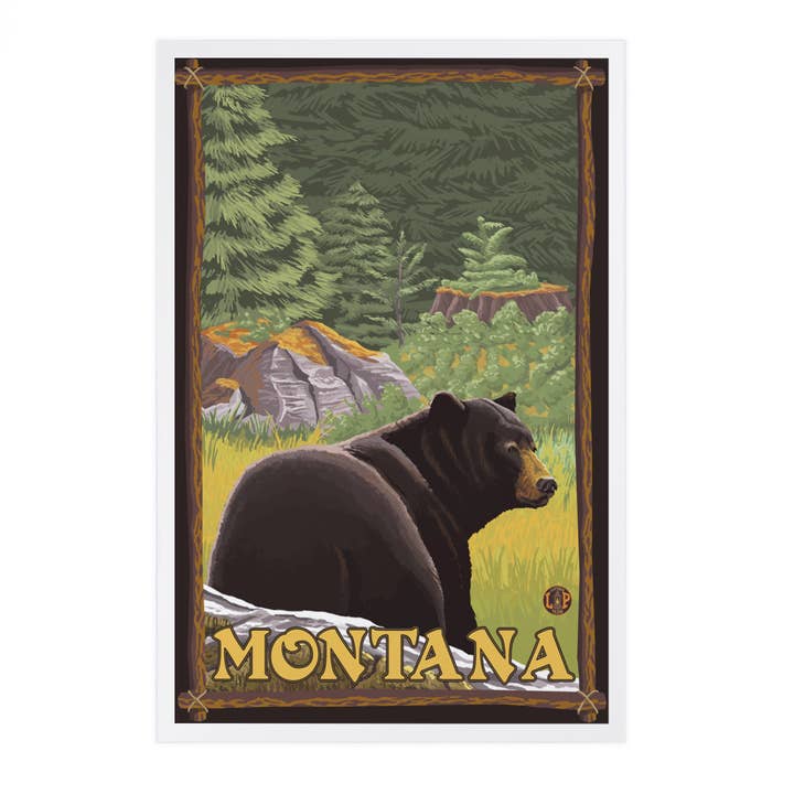 PREMIUM POSTCARDS Montana, Black Bear in Forest for wholesale by Lantern Press