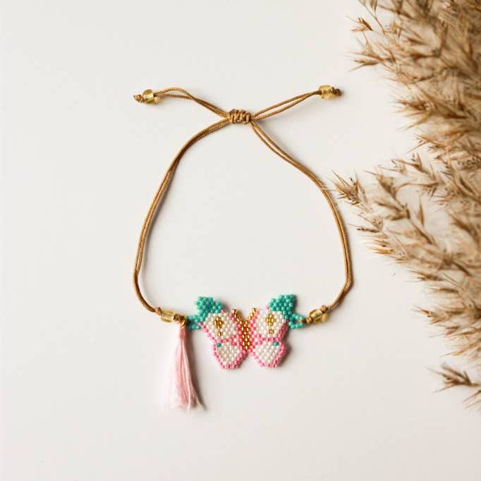 Crowned Free - Wholesale Beaded Bracelet - Kids - Beaded Butterfly Kids/Adult Bracelet - Made by Survivors